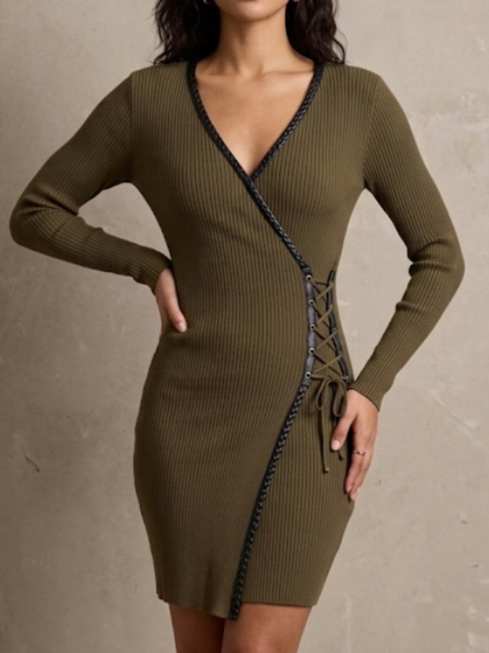 Say What? Green Long Sleeve Wrap Dress